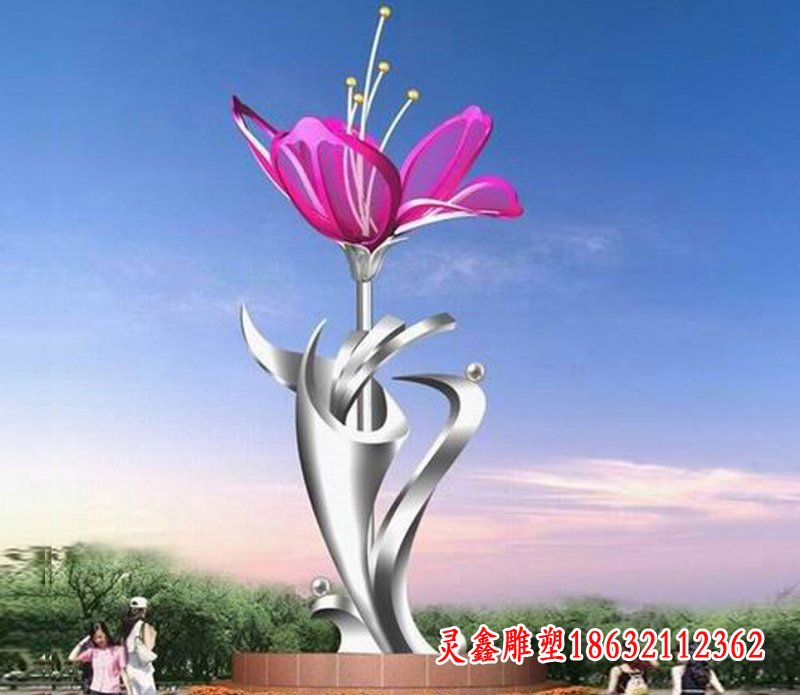 不锈钢绽放花朵雕塑
