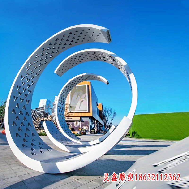户外商场街头不锈钢圆环雕塑 (2)
