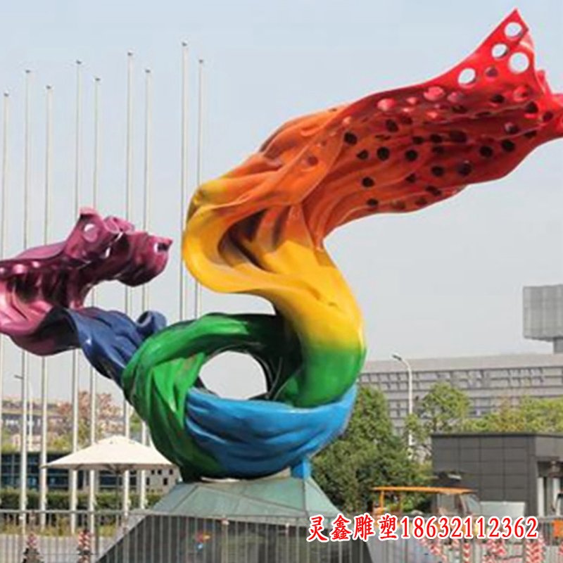 不锈钢彩色飘带景观雕塑