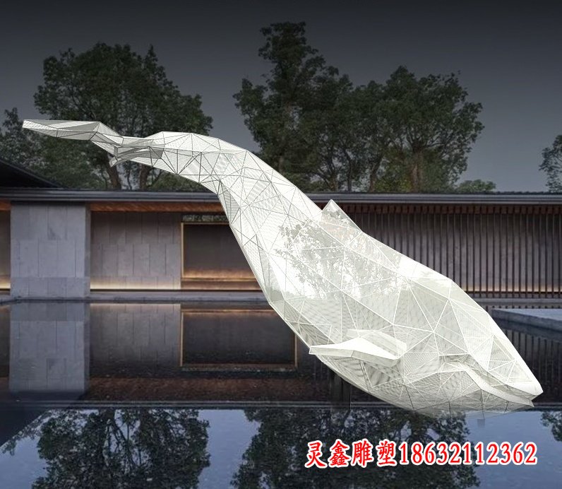 不锈钢大型鲨鱼蓝鲸雕塑
