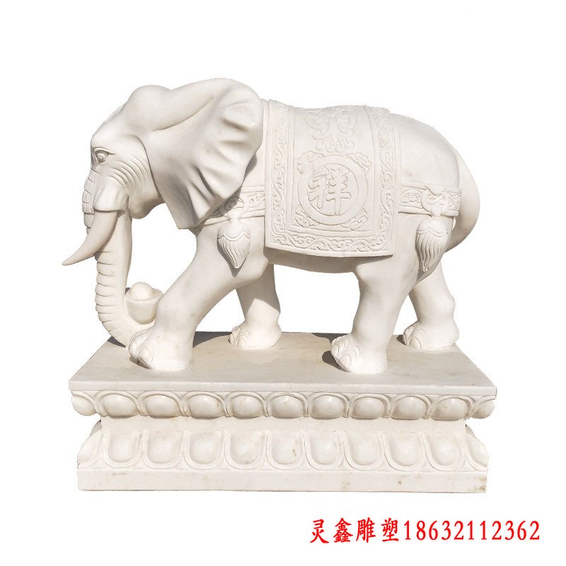 公司门口汉白玉大象石雕 (1)
