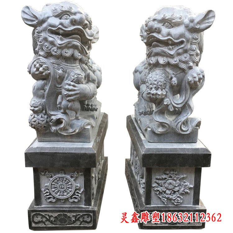 仿古招财狮子雕塑 (2)