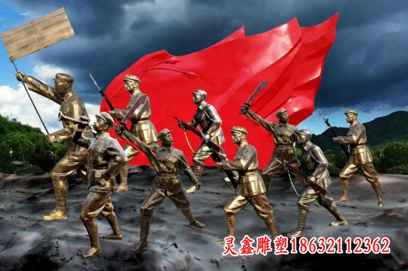 八路军冲锋铜雕