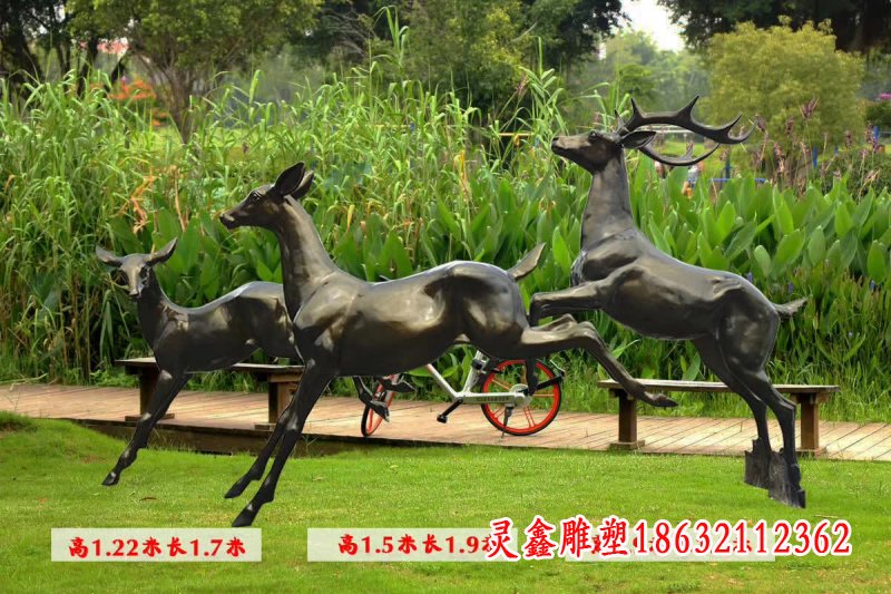 奔跑的鹿铜雕 (2)