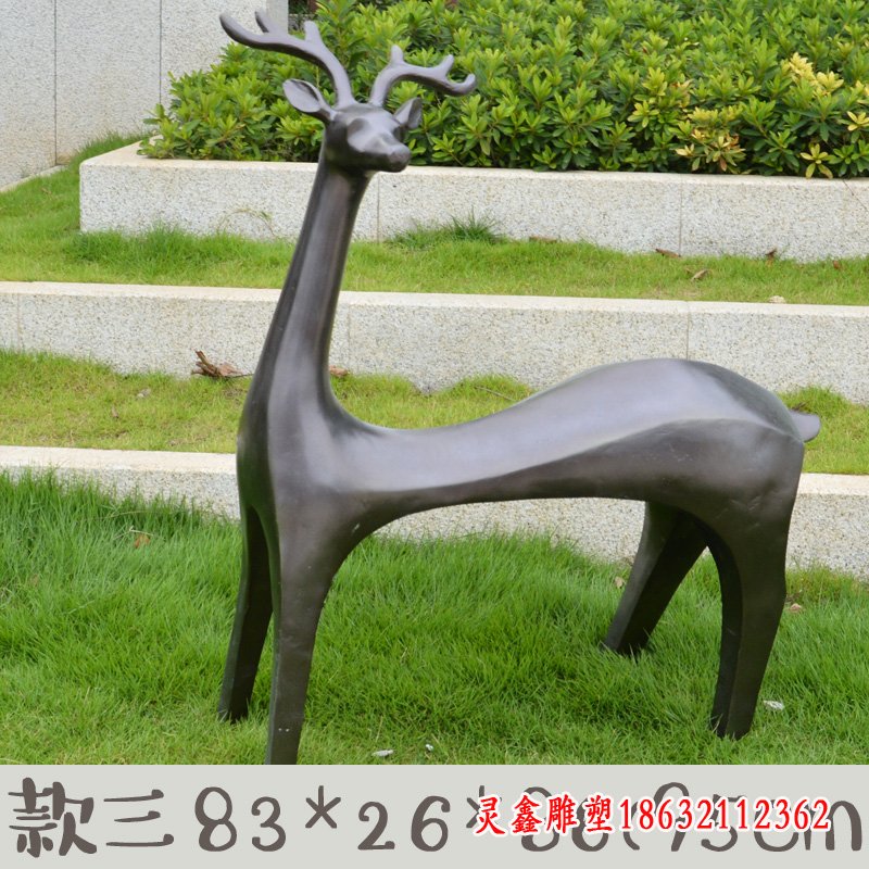 别墅抽象小鹿铜雕 (2)