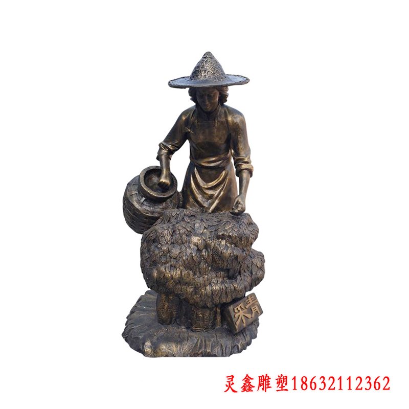 采茶女铜雕 (2)