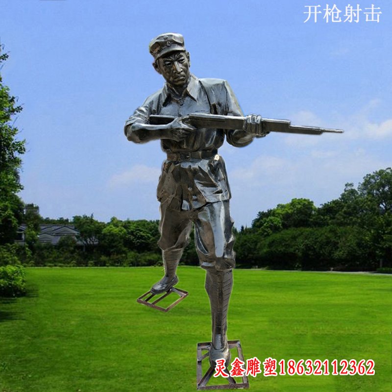 八路军雕塑，玻璃钢仿铜人物