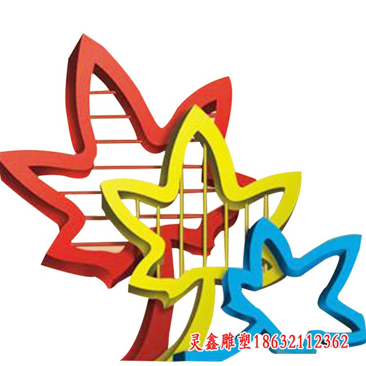 不锈钢枫叶雕塑，公园景观摆件