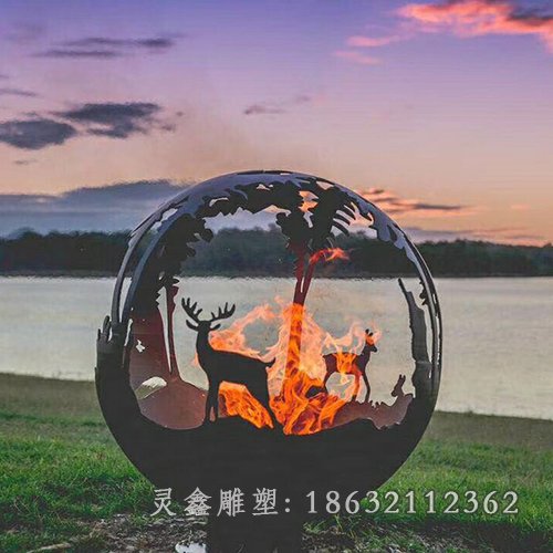 不锈钢发光镂空球雕塑 (2)