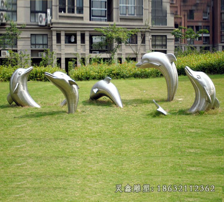 不锈钢海豚雕塑 (2)
