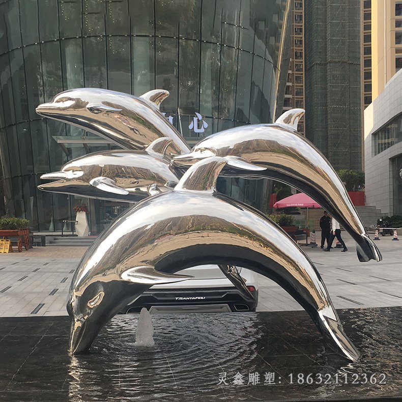 海豚海洋不锈钢雕塑