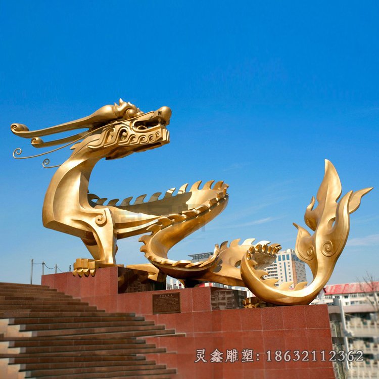 镜面几何龙景观雕塑