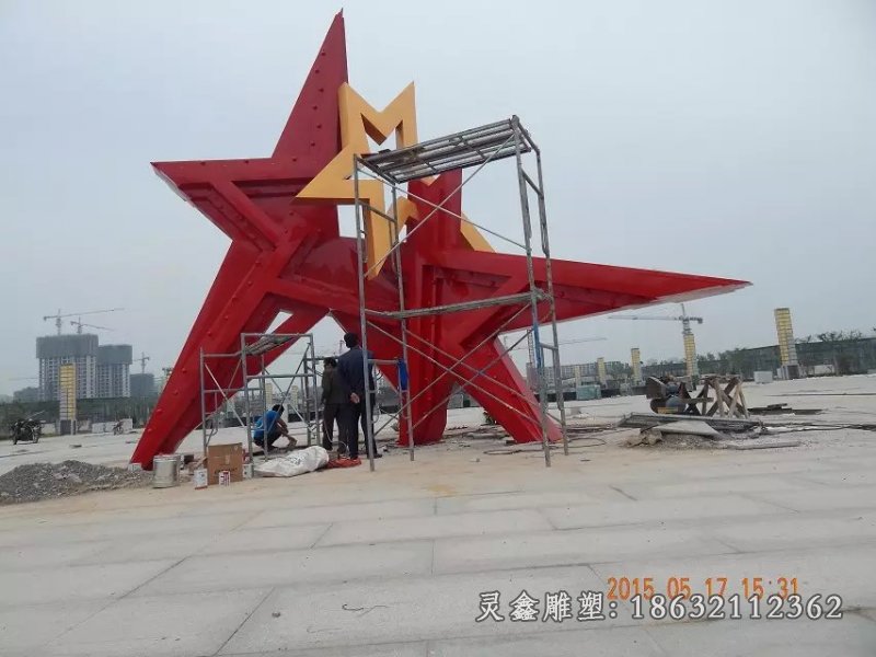 不锈钢五角星雕塑，广场五角星雕塑
