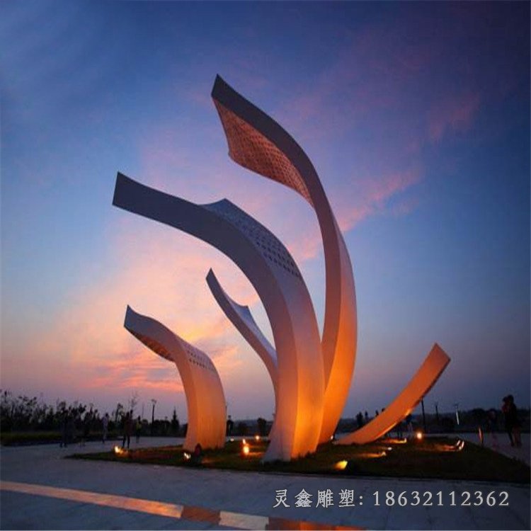 不锈钢红色抽象景观雕塑