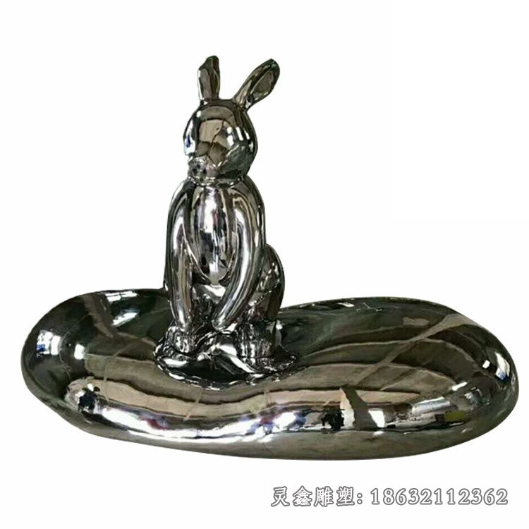公园景观摆件，不锈钢镜面兔子雕塑