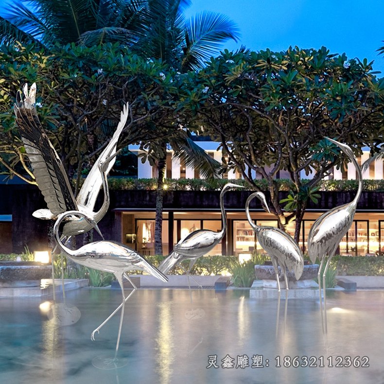 云中白鹤不锈钢雕塑 (3)