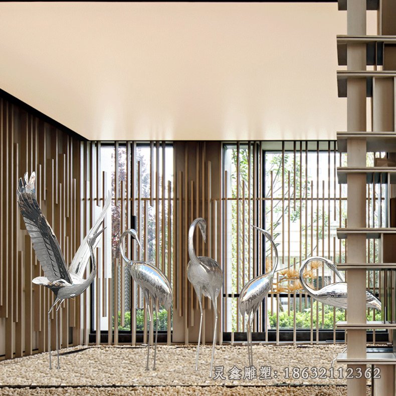 云中白鹤不锈钢雕塑 (7)