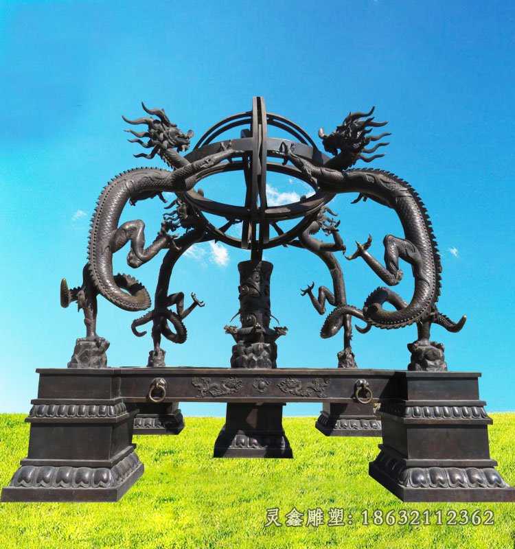 浑天仪雕塑，古代仪器铜雕