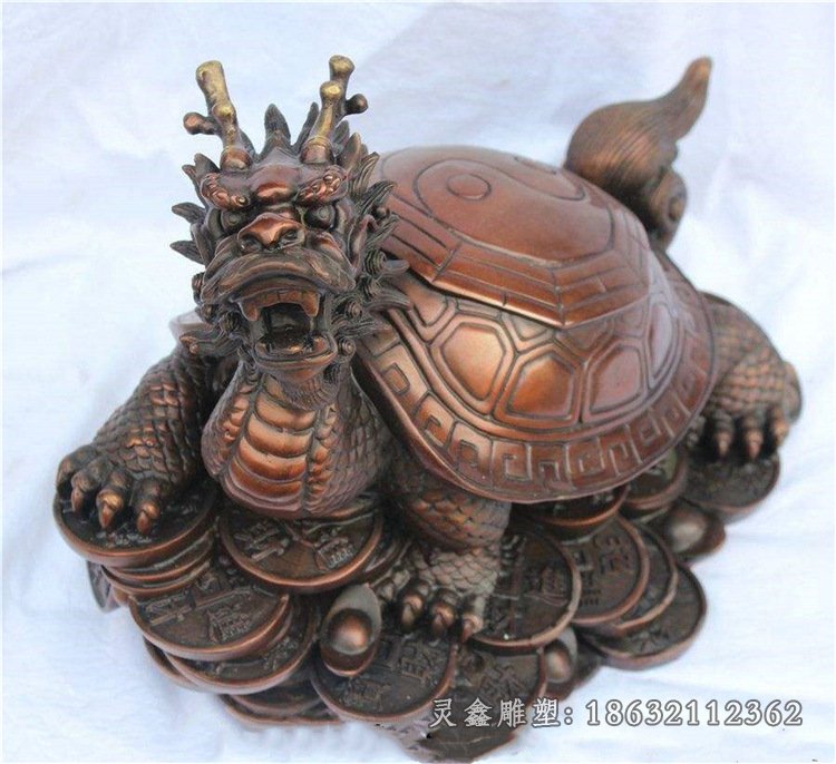 景观神兽龙龟雕塑摆件 抽象风水龙龟雕塑工艺品 龙龟铜像摆件6977