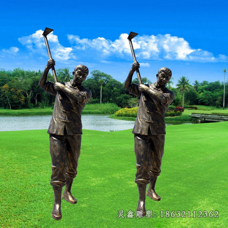 久夏定制大型玻璃钢雕塑仿铜人物民俗雕塑农耕雕塑美陈景观摆件17010