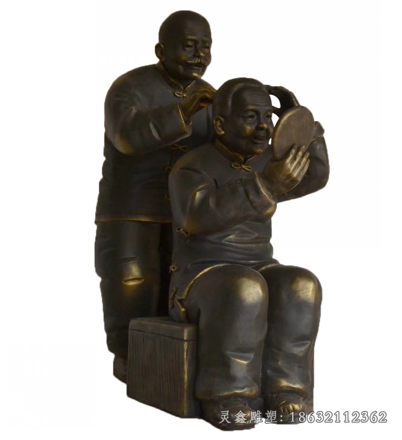 理发梳头景观铜雕 (23)