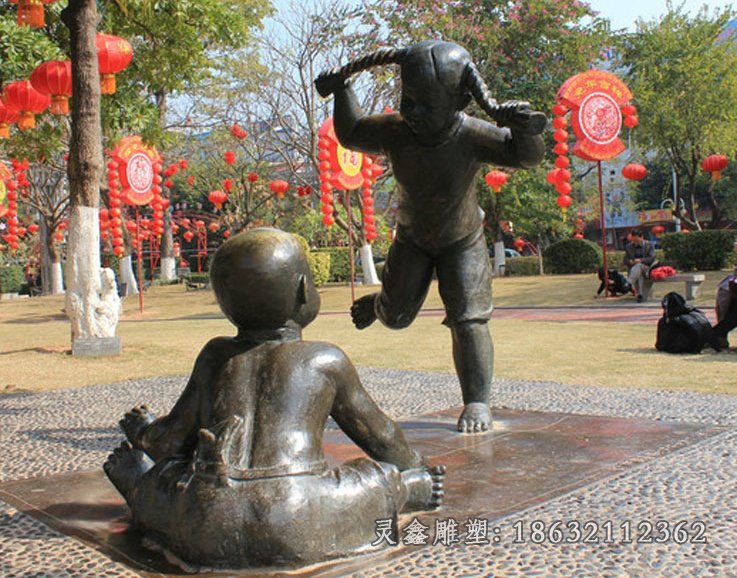 两小无猜雕塑，儿童玩耍铜雕_看图王[1]
