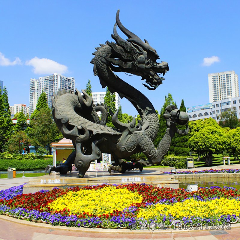 龙神兽动物公园铜雕