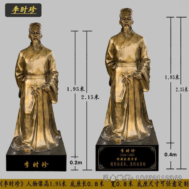 李时珍名人景观铜雕