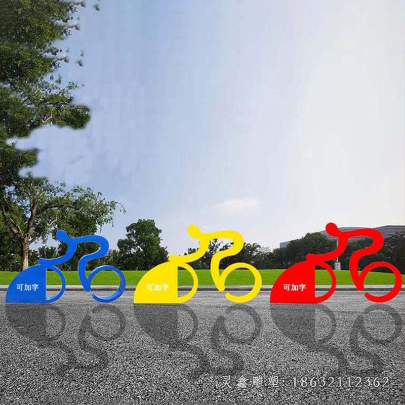 广场景观雕塑，不锈钢抽象骑单车人物雕塑