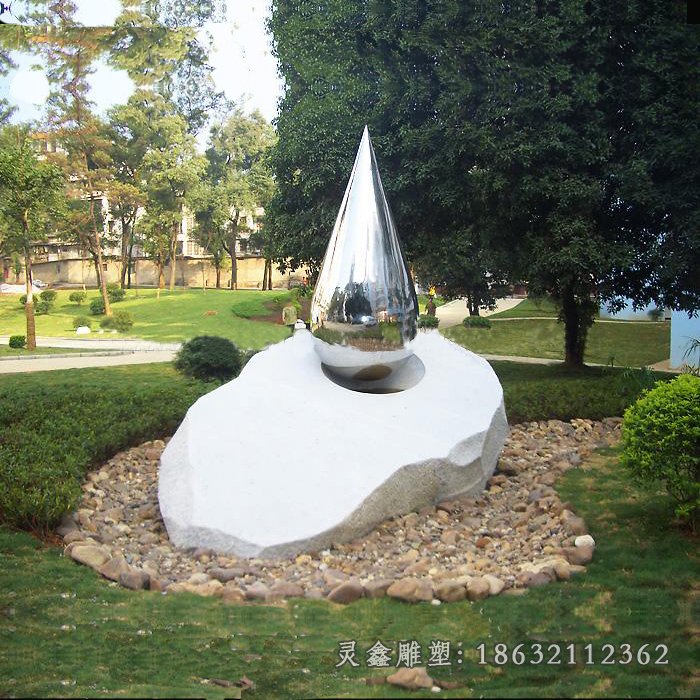 镜面不锈钢抽象水滴雕塑 (2)