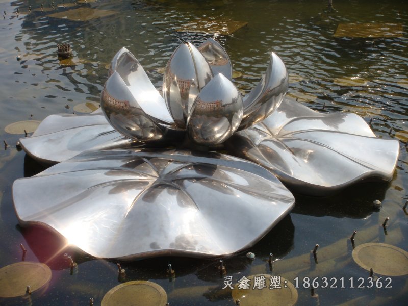 不锈钢莲花雕塑，锻造莲花雕塑