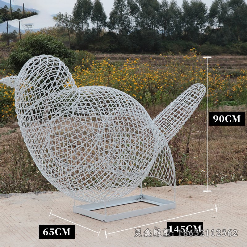 不锈钢镂空小鸟雕塑 (3)