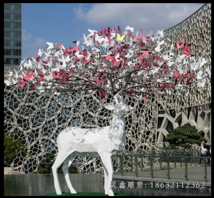 不锈钢梅花鹿  广场动物摆件