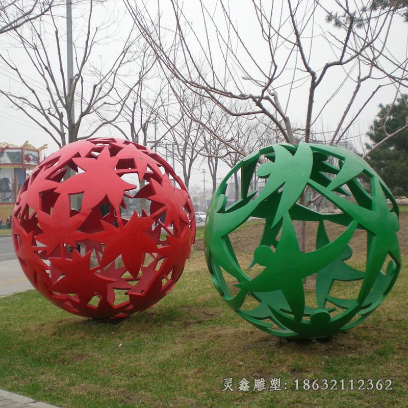 不锈钢拼接，不锈钢镂空球雕塑，不锈钢景观球