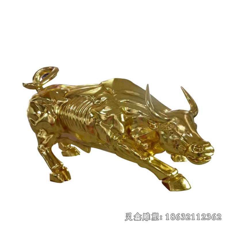 不锈钢钛金色华尔街牛雕塑