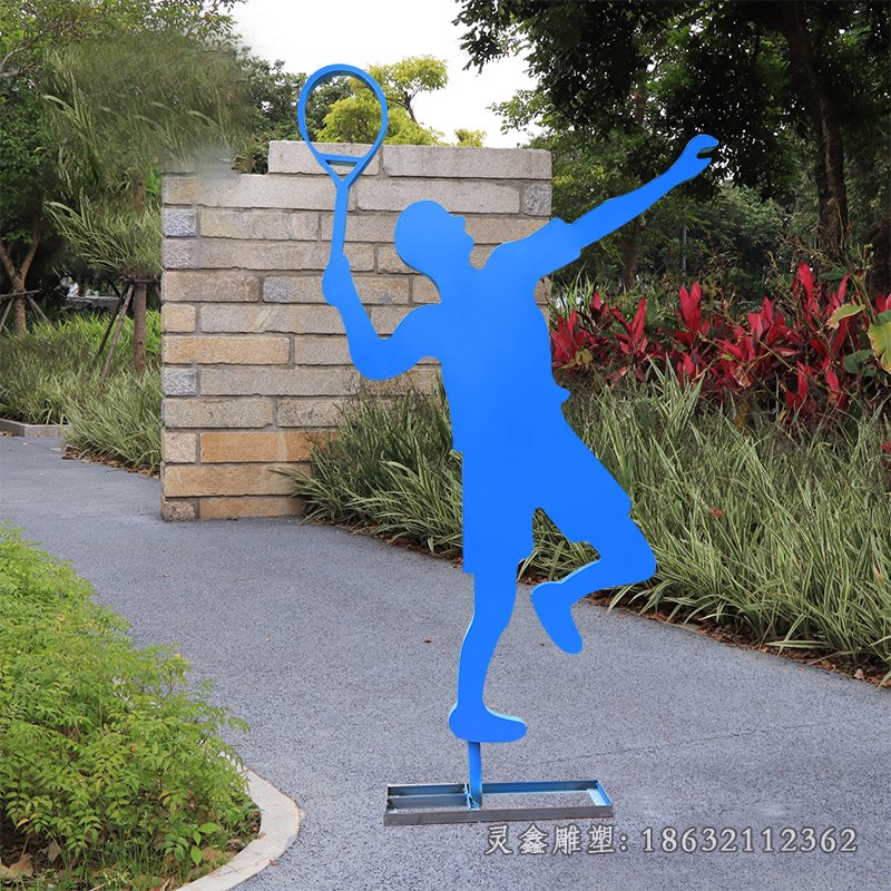 打羽毛球运动剪影不锈钢雕塑 (2)