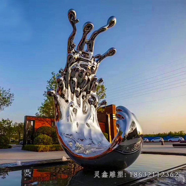 不锈钢创意海浪景观雕塑