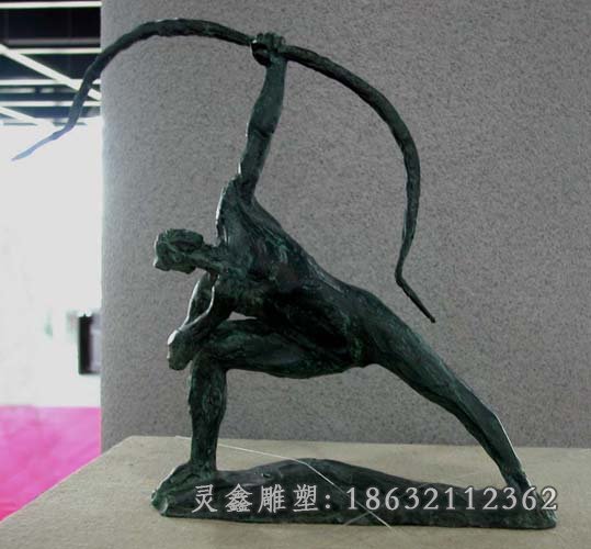 射箭铜雕，古人射箭铜雕