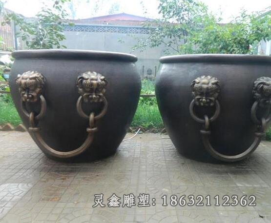 城市寺庙水缸景观铜雕
