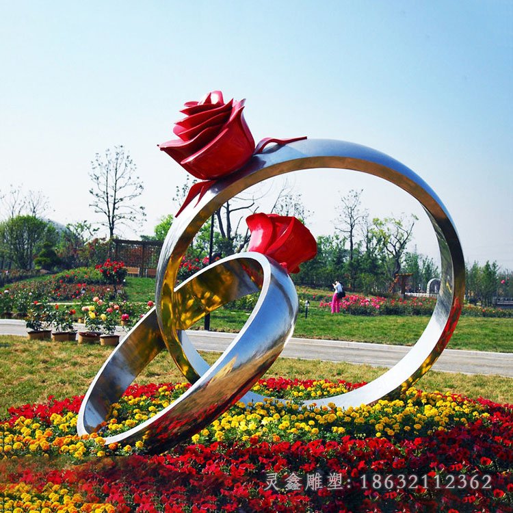 公园玫瑰花戒指景观雕塑