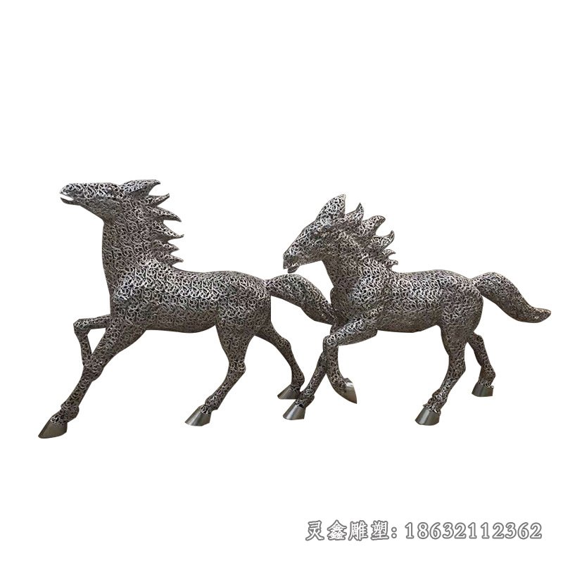 广场不锈钢镂空奔马雕塑 (5)