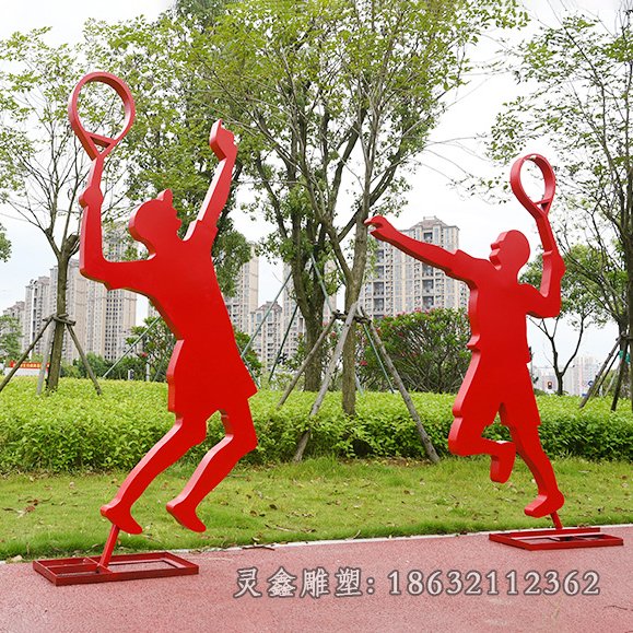 羽毛球校园人物雕塑