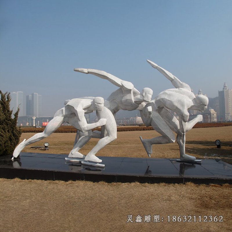 不锈钢滑冰运动景观雕塑