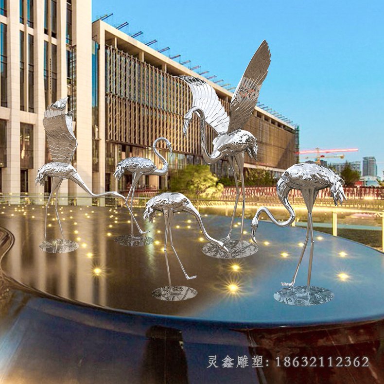 公园火烈鸟动物景观雕塑
