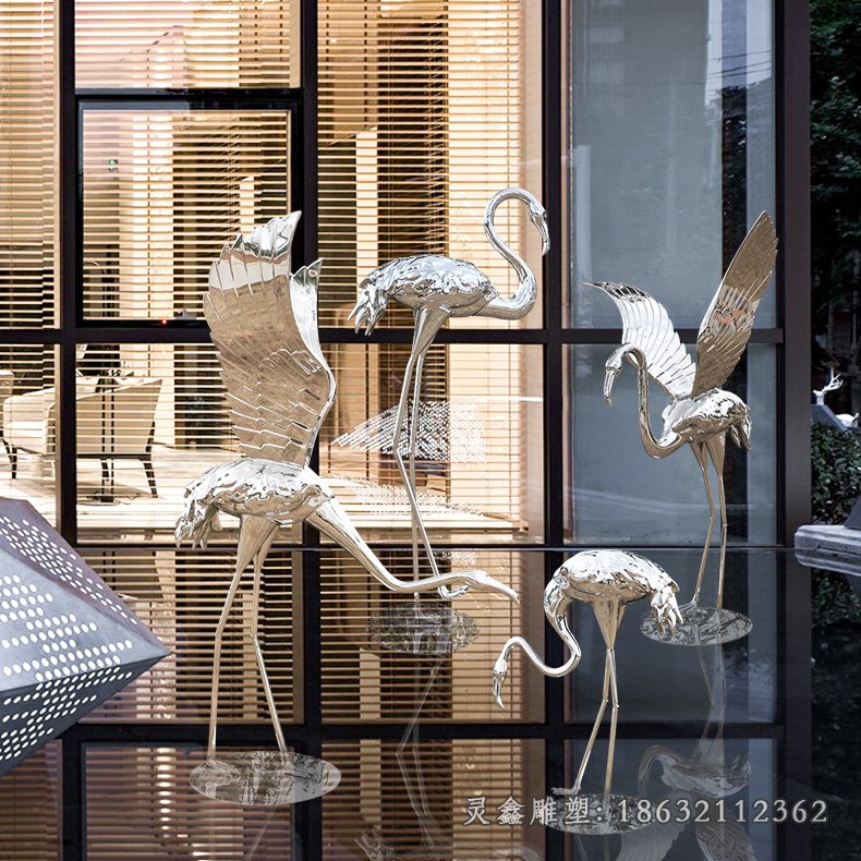 火烈鸟不锈钢雕塑 (7)