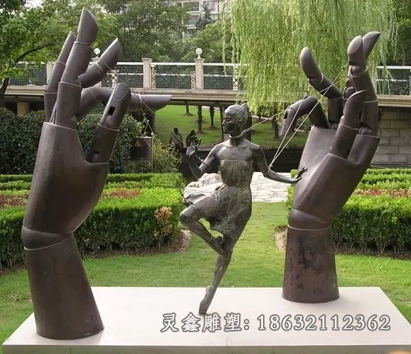 提线木偶铜雕，公园景观铜雕 (2)