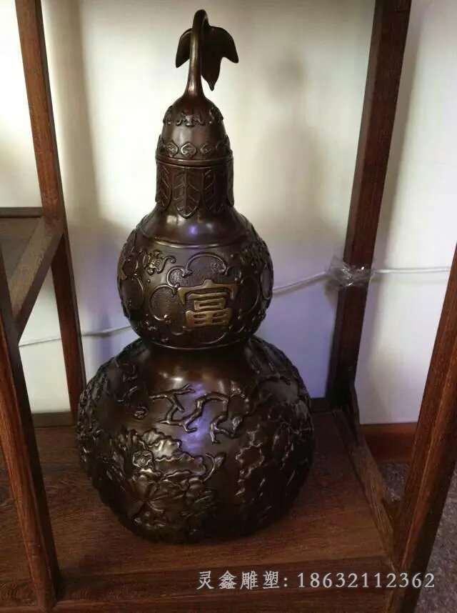 铜雕葫芦，铸铜葫芦雕塑