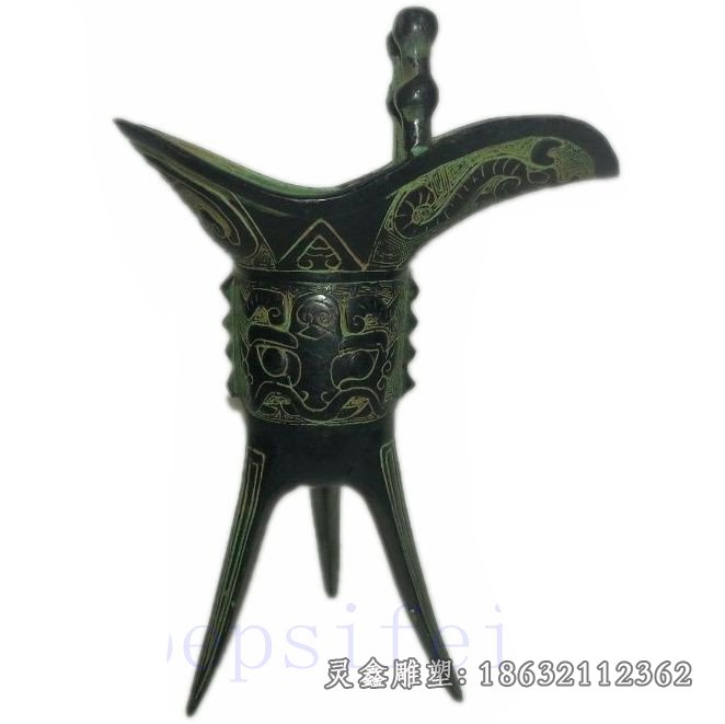 铜雕酒樽,古代酒器雕塑