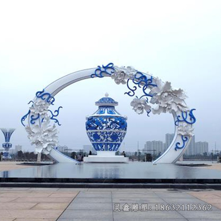 广场标志彩绘不锈钢雕塑