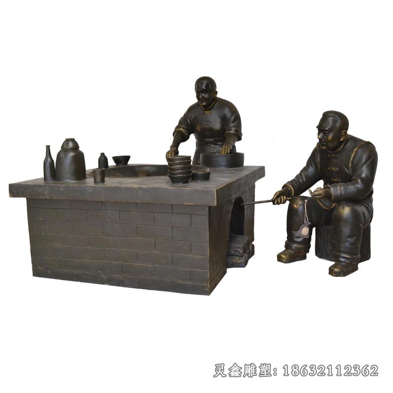 铜雕做饭人物 (2)